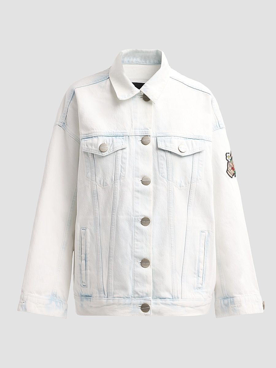 Women's Oversized Denim Trucker Jacket - Light Wash - Size XS