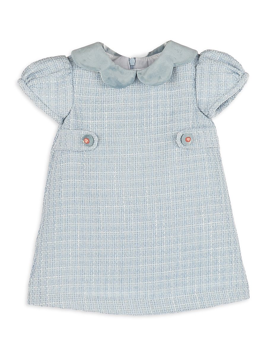 Little Girl's Sherpa-Trim Tweed Dress - Blue - Size 6