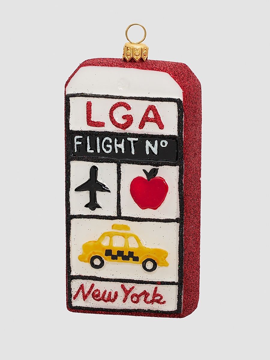 Glass NYC Luggage Tag Ornament
