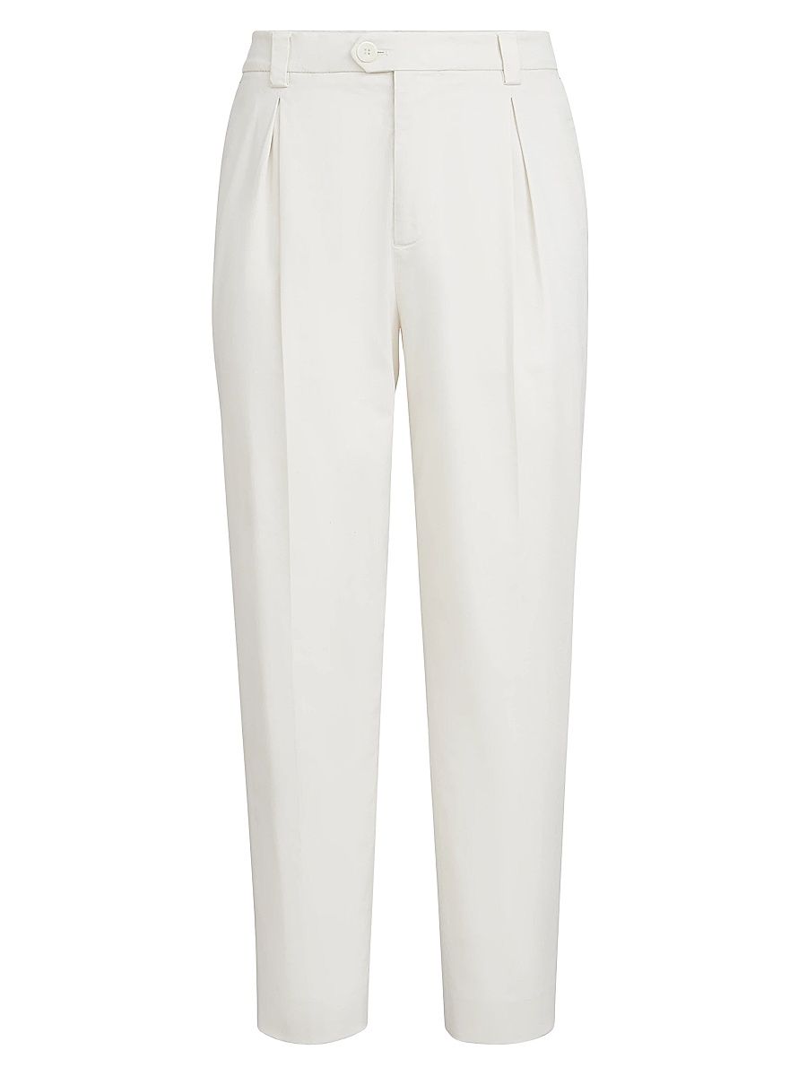 Men's Garment Dyed Trousers in American Pima Cotton Comfort Gabardine - White - Size 48