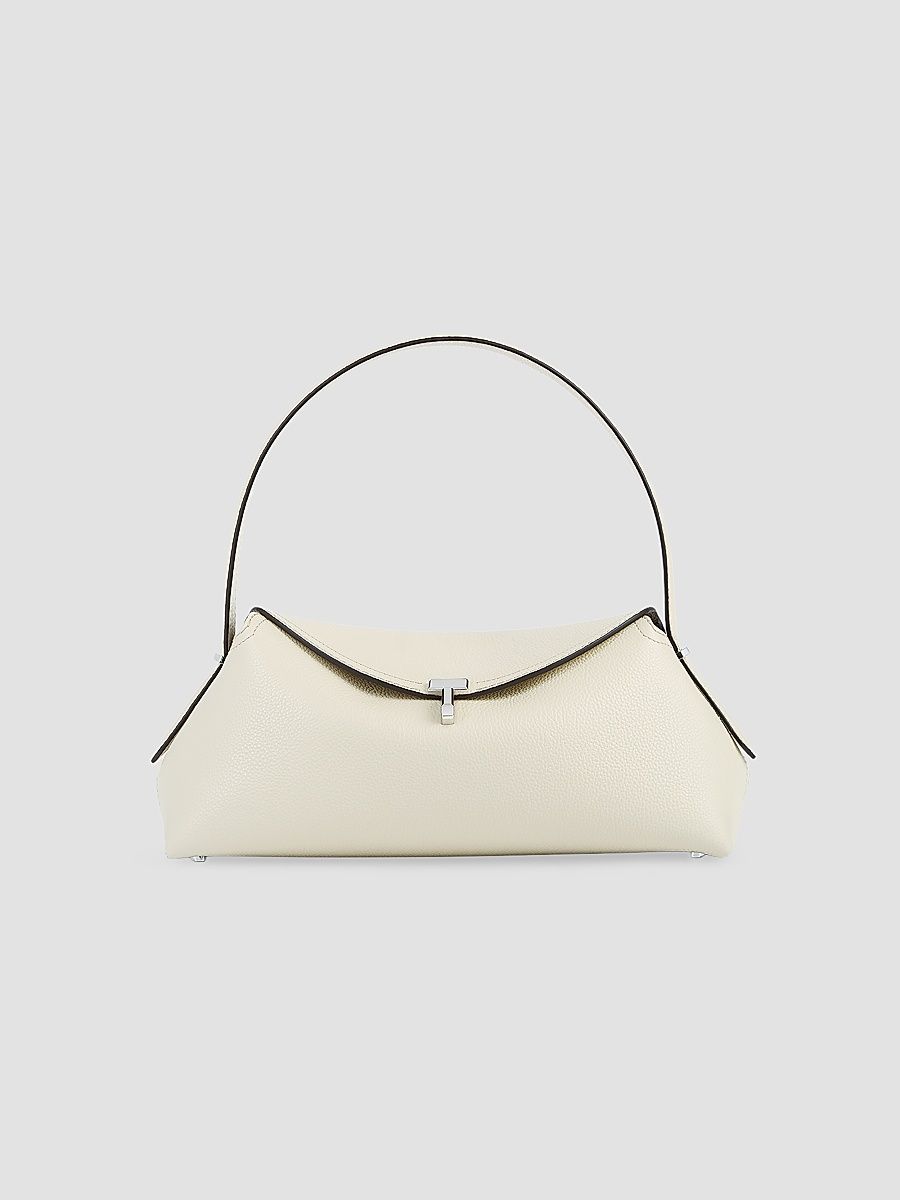 Women's T-Lock Grained-Leather Shoulder Bag - Milk