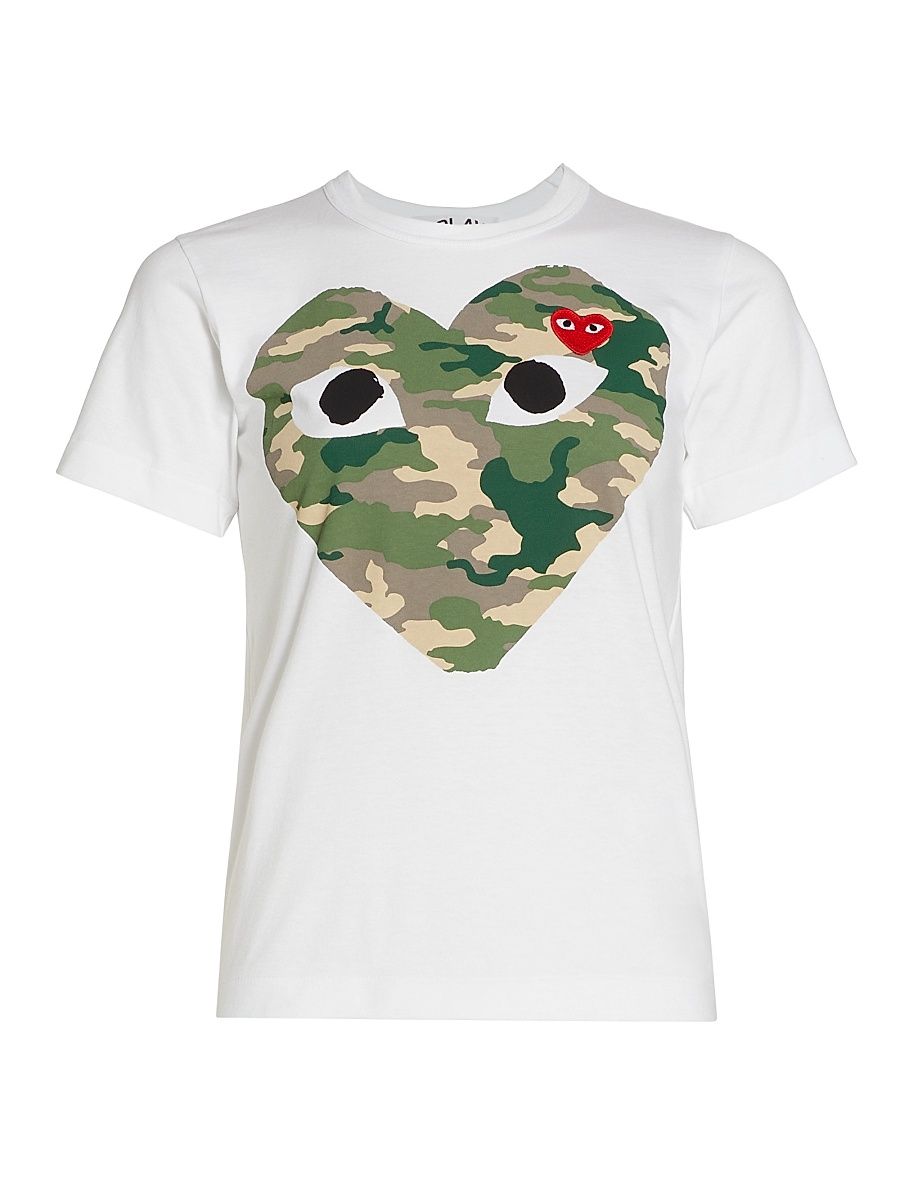Women's Large Camouflage Heart Tee - White - Size Medium