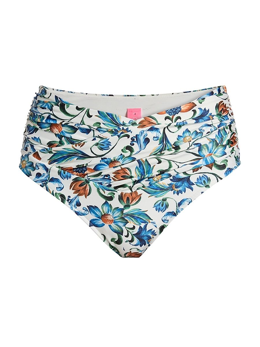 Women's Flora Tile Hot Pants Bikini Bottom - Off White - Size XS