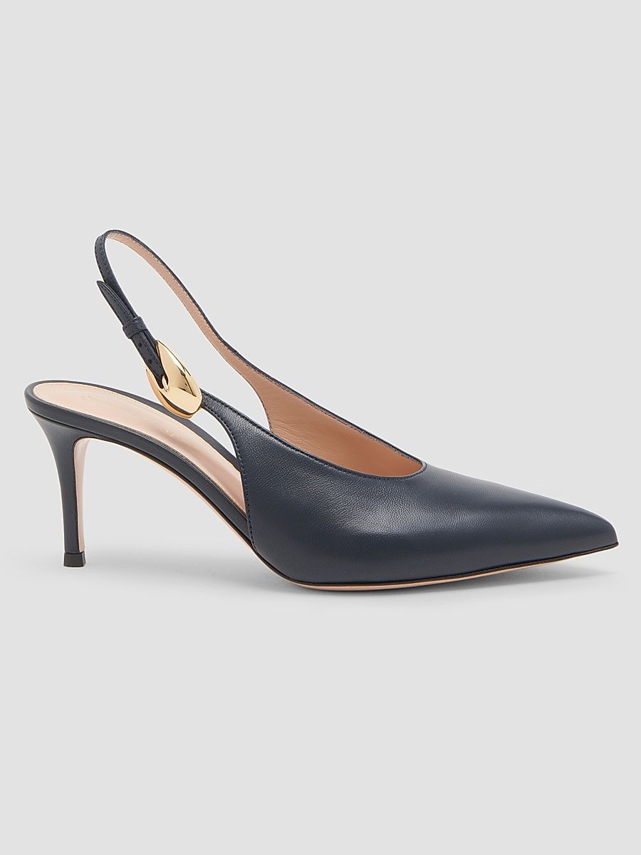Women's 70MM Leather Slingback Pumps - Denim - Size 12