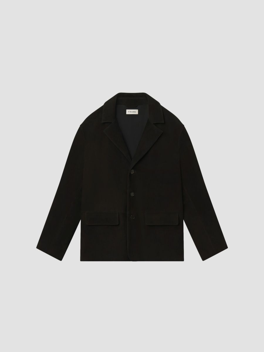 FRAME Men's Suede Single-Breasted Blazer - Black - Size XL