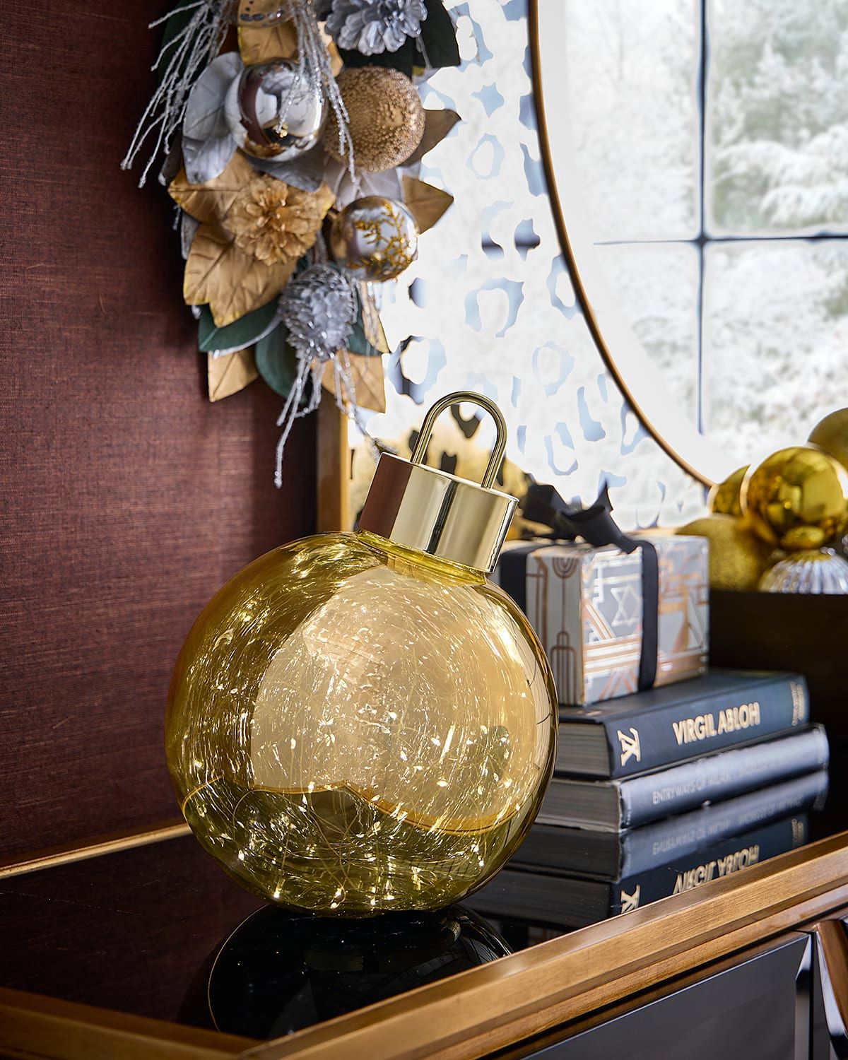 Celestial Gold Oblique Orb Tabletop Ornament