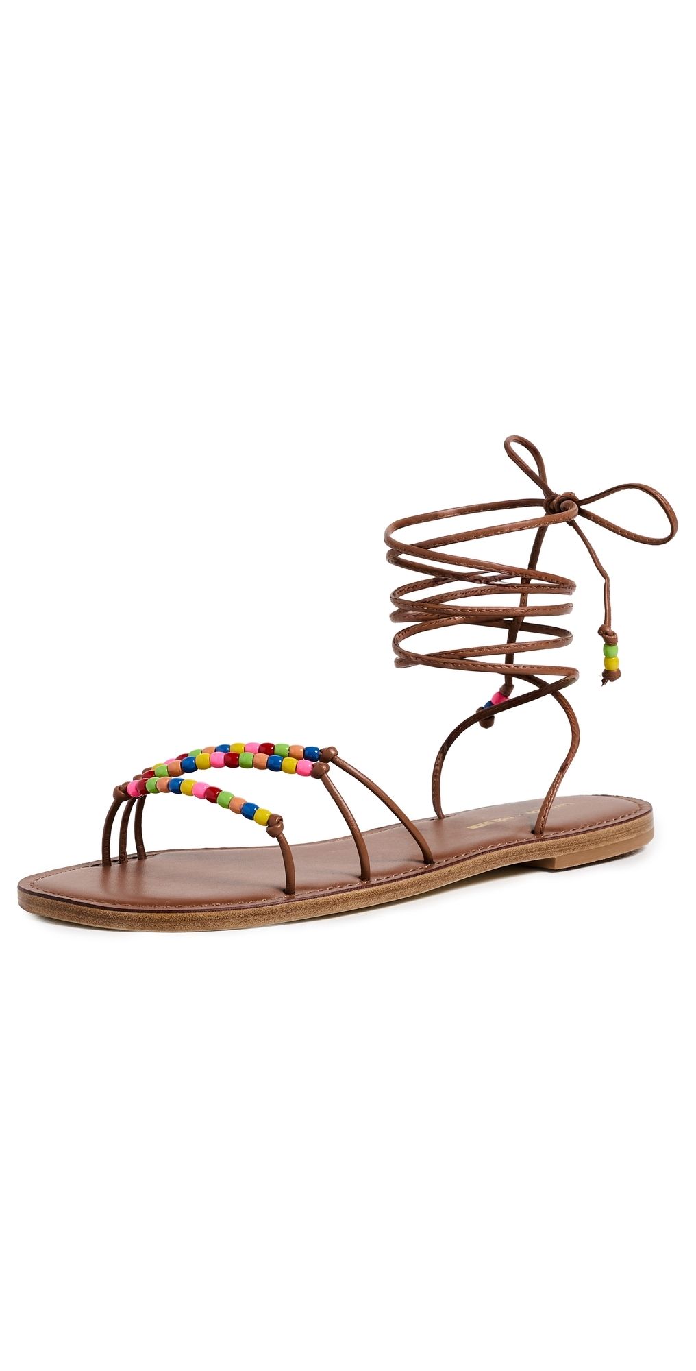 Larroudé Larroudé x Ciao Lucia Susana Flat Sandals Calf Skin Caramel 11