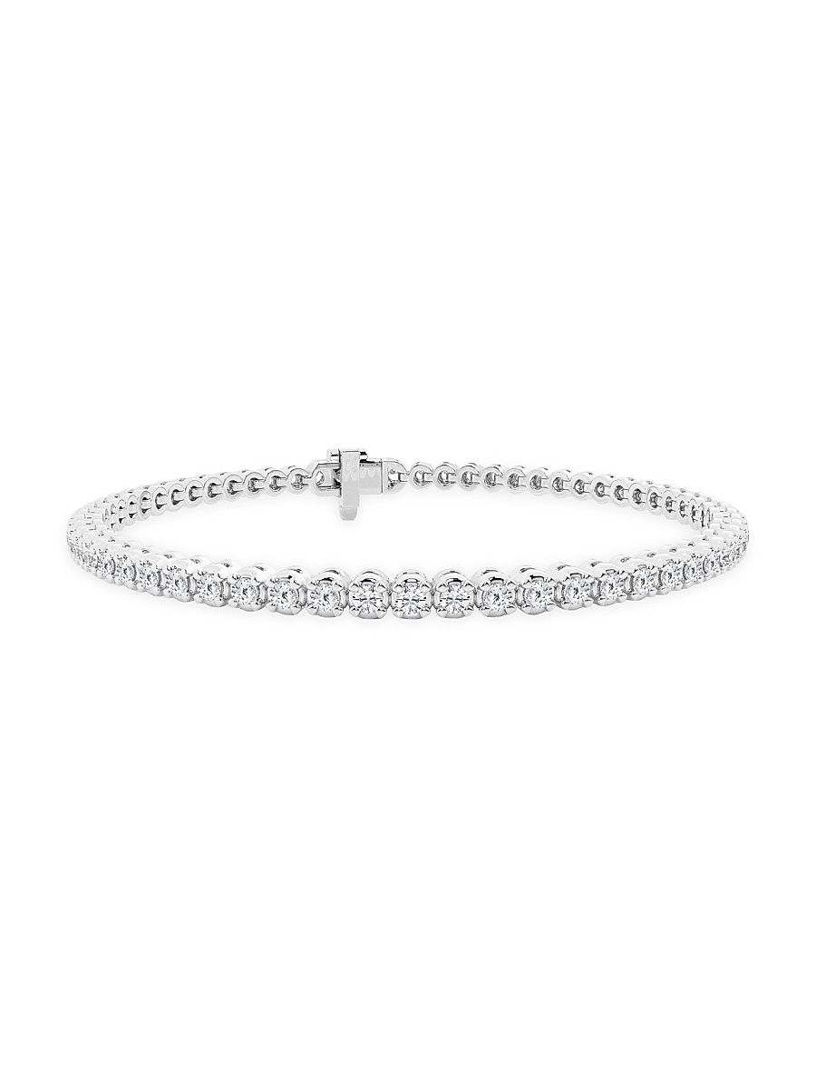 Women's 14K White Gold & Round Lab-Grown Diamond 4-Prong Tennis Bracelet/2.00-15.00 TCW - 2 Tcw - Size 8