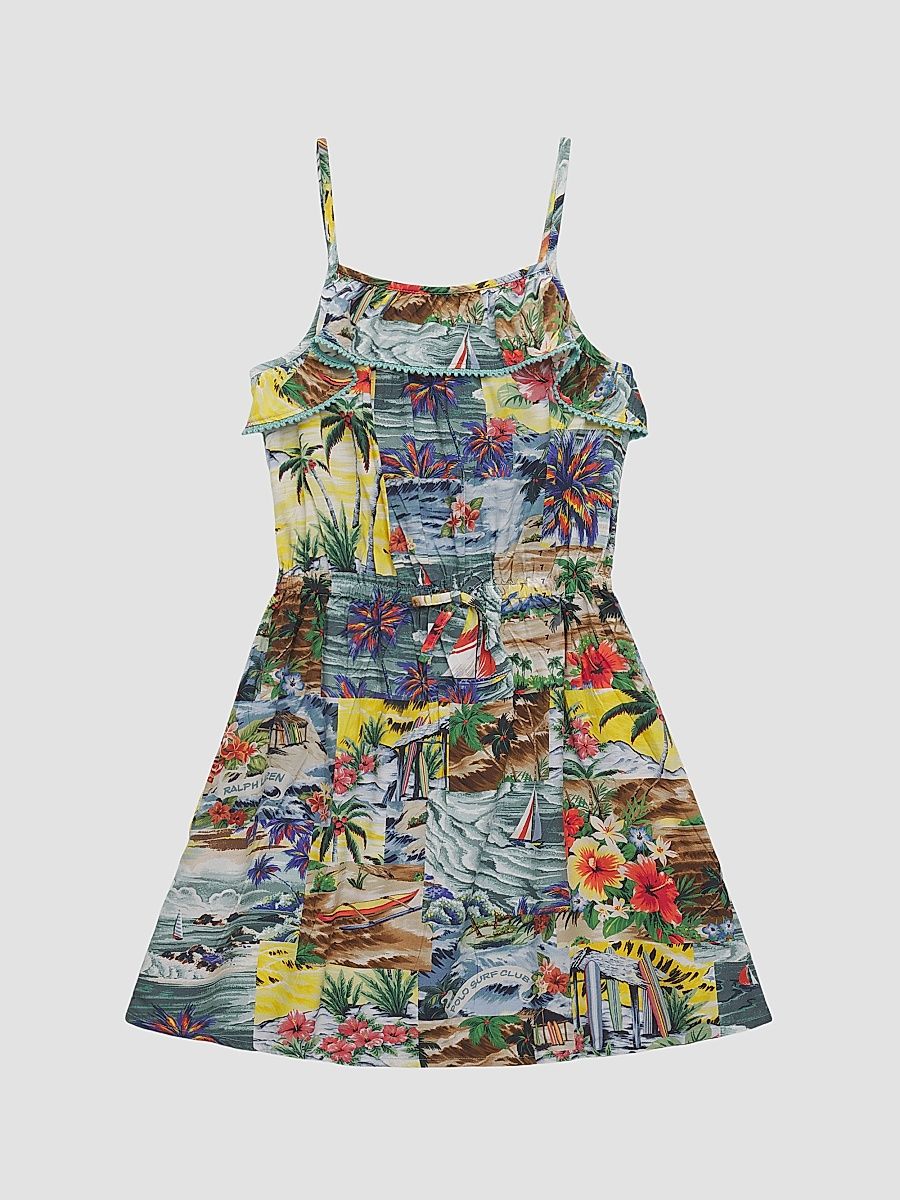 Girl's Patchwork Tropical Print Dress - Surf Scenic Patchwork - Size 8