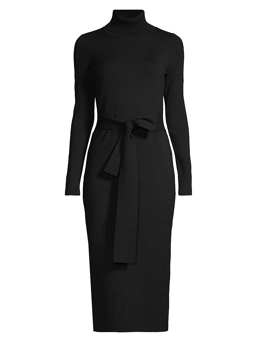 Women's Piper Turtleneck Rib-Knit Midi-Dress - Jet - Size XL