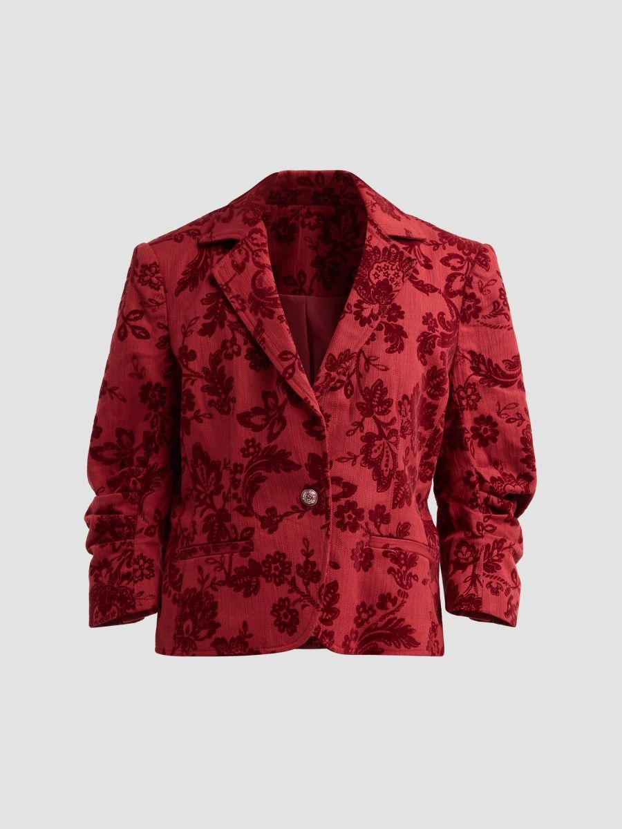 Women's Le Petit Khloe Paisley Stretch-Cotton Blazer - Rougewood - Size 00