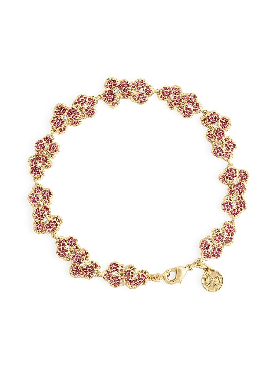 Women's Orchid 18K-Gold-Plated & Cubic Zirconia Tennis Bracelet - Fuchsia
