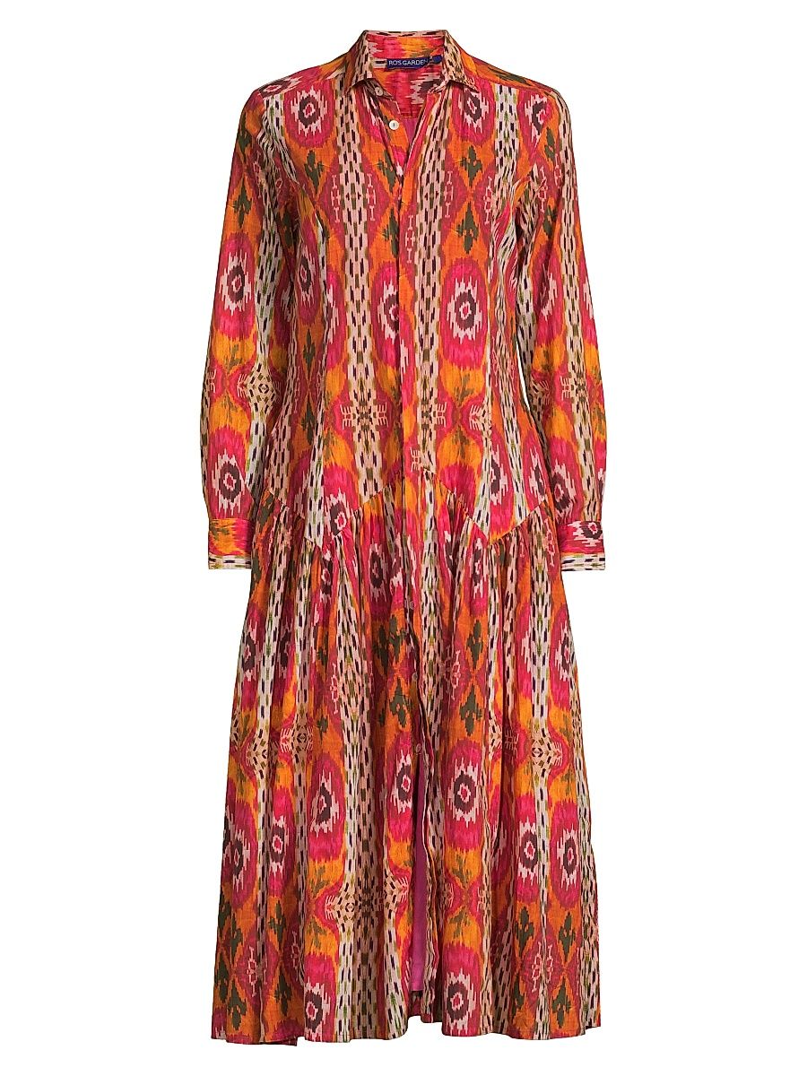 Women's Jeremie Drop-Waist Button-Front Midi-Dress - Pink Darjeeling - Size Medium