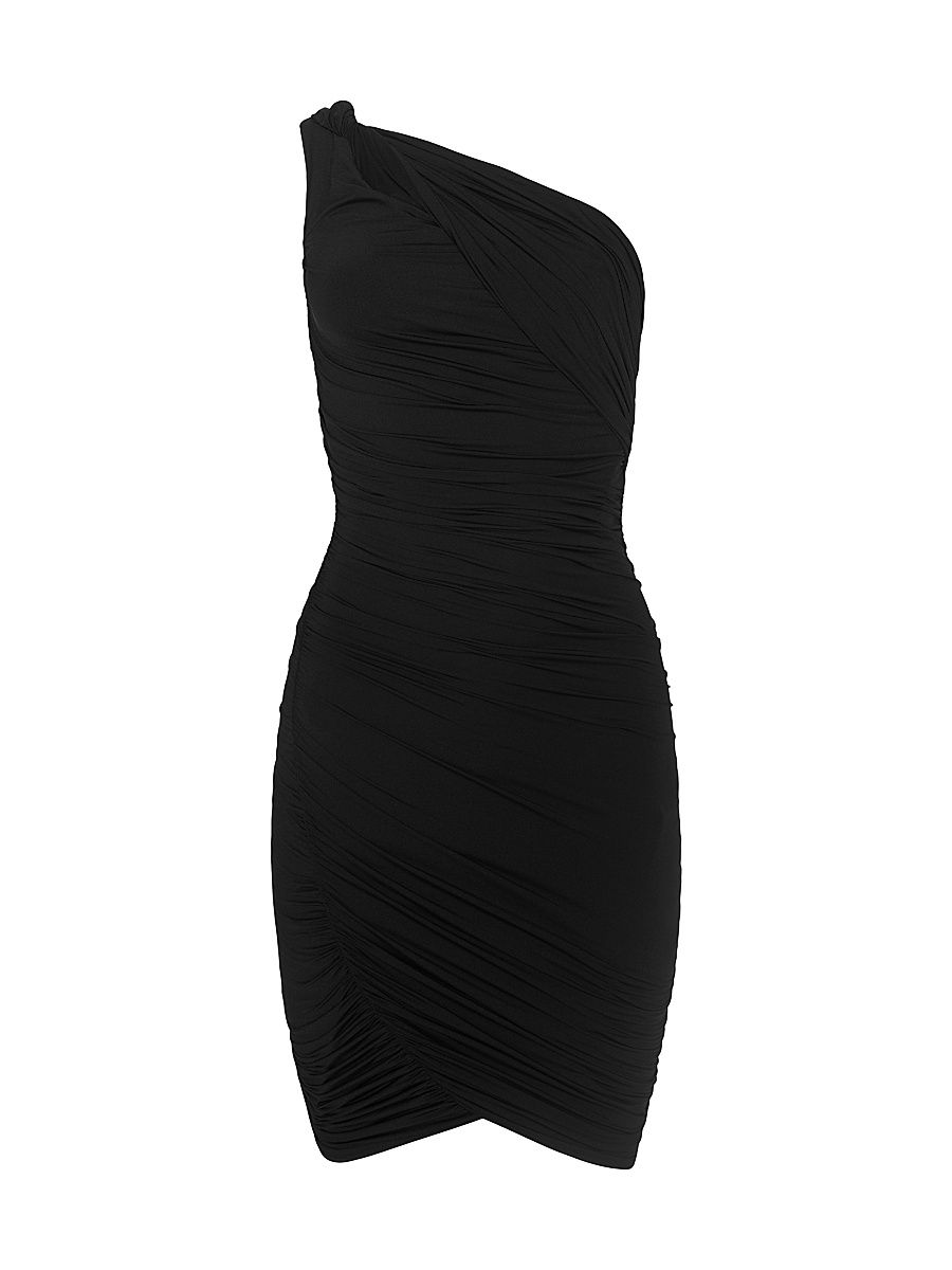 Women's Cheryl Shirred One-Shoulder Midi-Dress - Black - Size 18