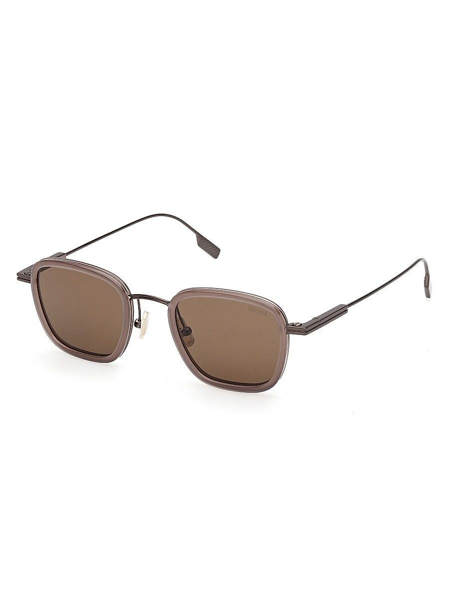 Men's 47MM Geometric Sunglasses - Light Brown