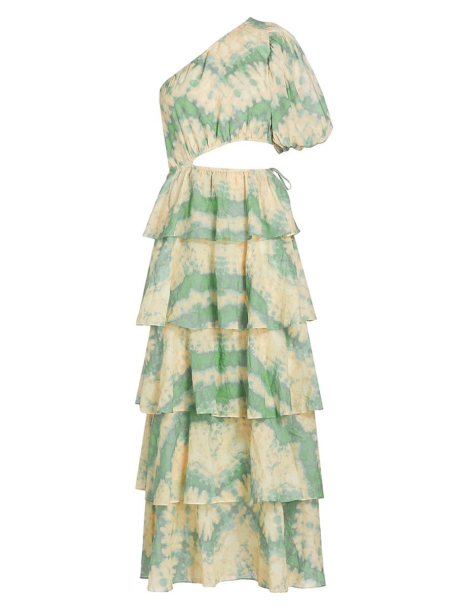 Women's Mirage Tie-Dyed Cotton Voile Maxi Dress - Green Tie Dye - Size XXL