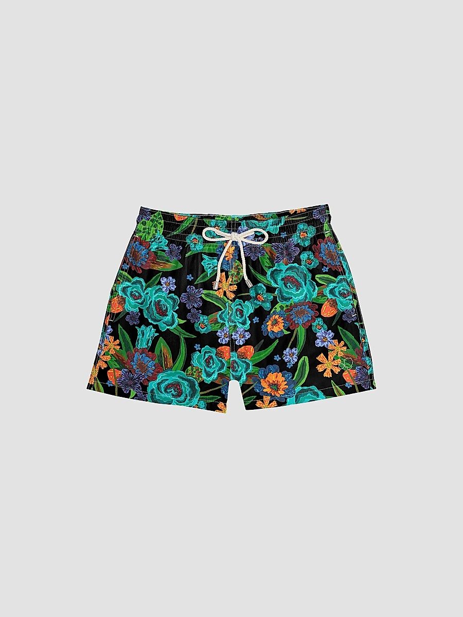 Arrels Barcelona Men's Painterly Floral Regular-Fit Swim Shorts - Black - Size XXL