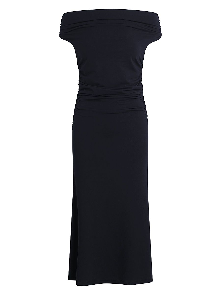 Women's The Mia Ruched Midi-Dress - Black - Size XS