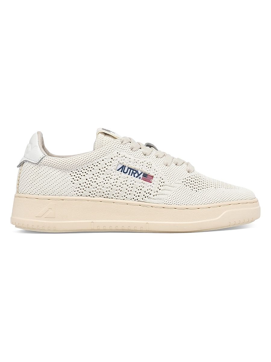 Women's EaseKnit Leather Low-Top Sneakers - White Ivory - Size 10