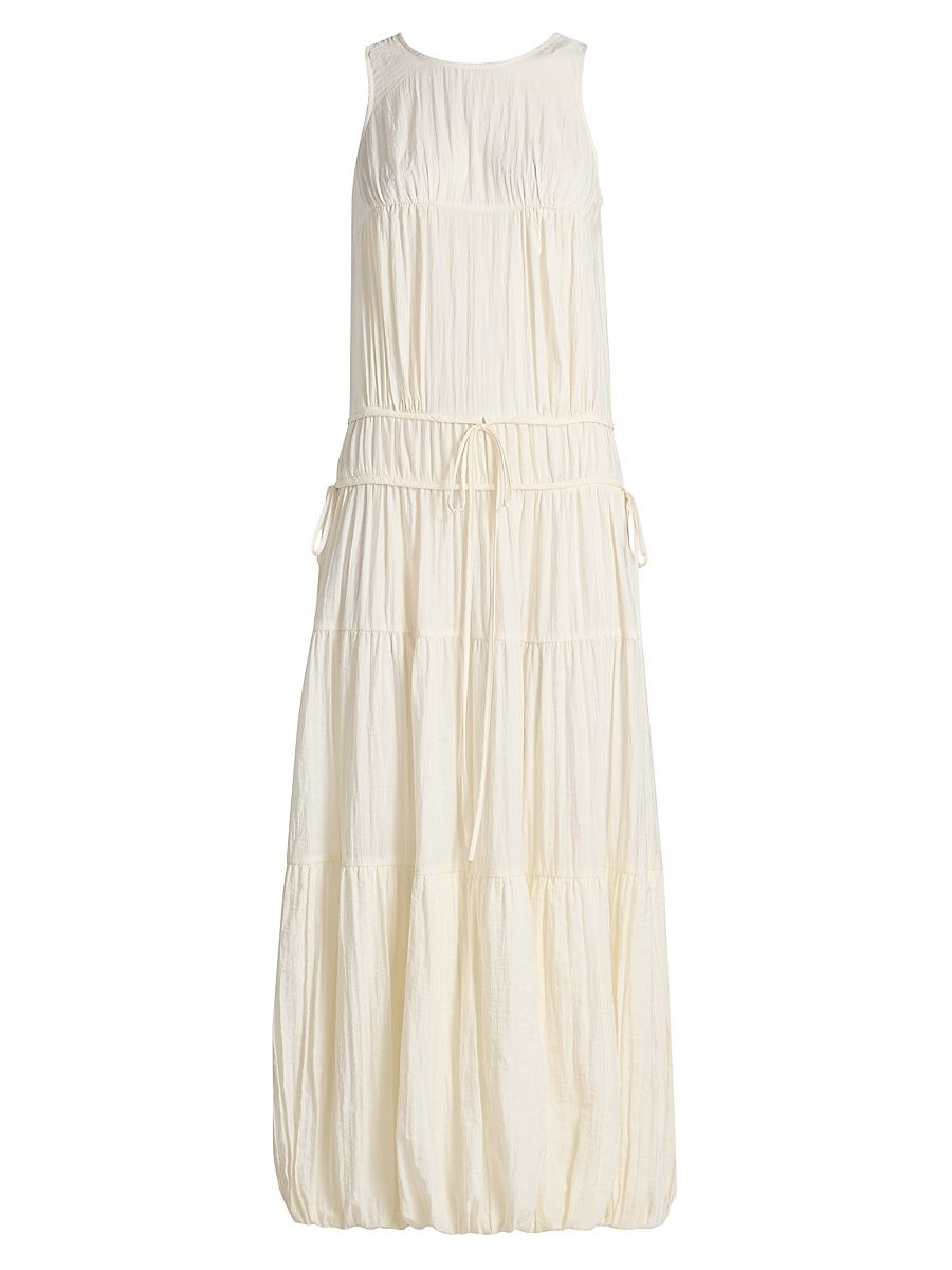 Women's Soft Pleated Turn Up Dress - Milk - Size Large