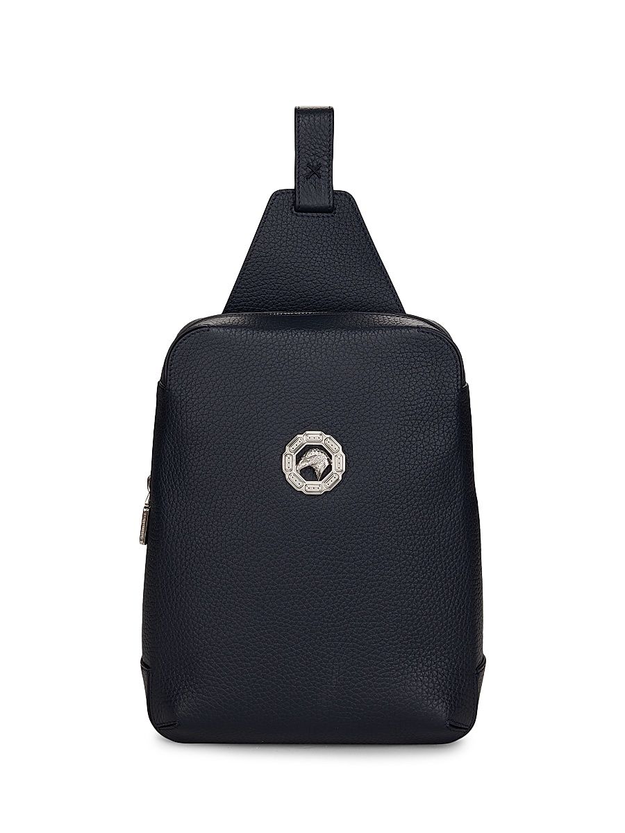 Men's Leather Sling Bag - Blue Ricci