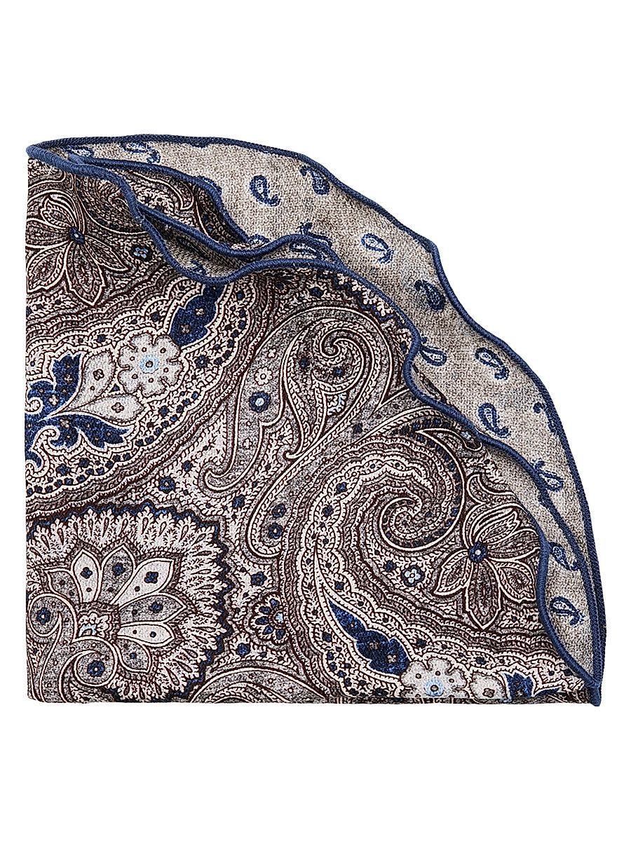 Men's Silk Reversible Pocket Circle - Grey