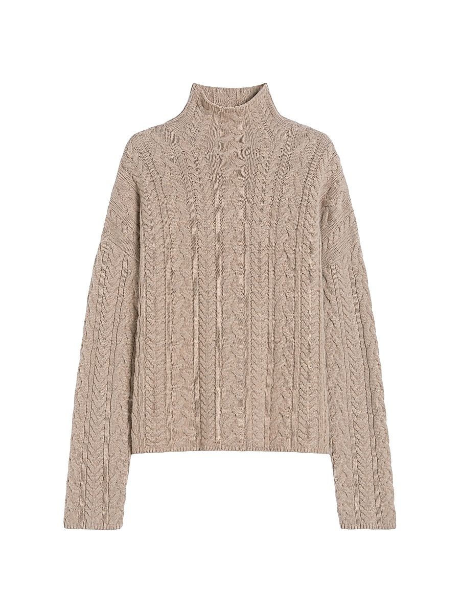 Women's Wool and Cashmere Polo Neck Sweater - Beige - Size XL