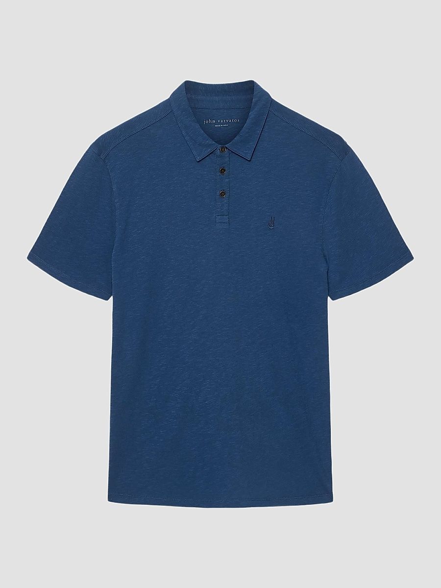 Men's Victor Peace Sign Slub-Cotton Short-Sleeve Polo Shirt - Cobalt - Size XXL