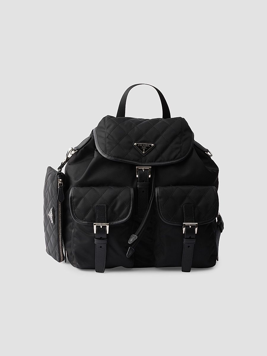 Women's Medium Quilted Re-Nylon Backpack - Black