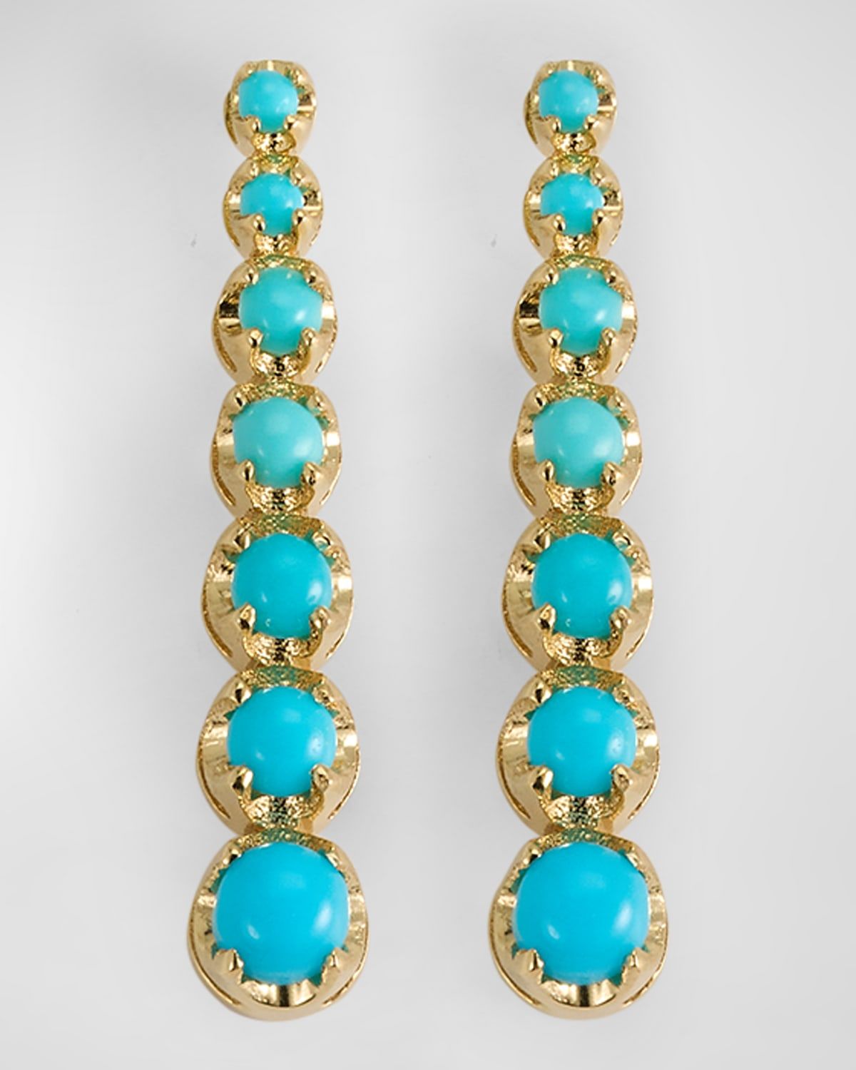 Mini Graduated Turquoise Tennis Stud Earrings