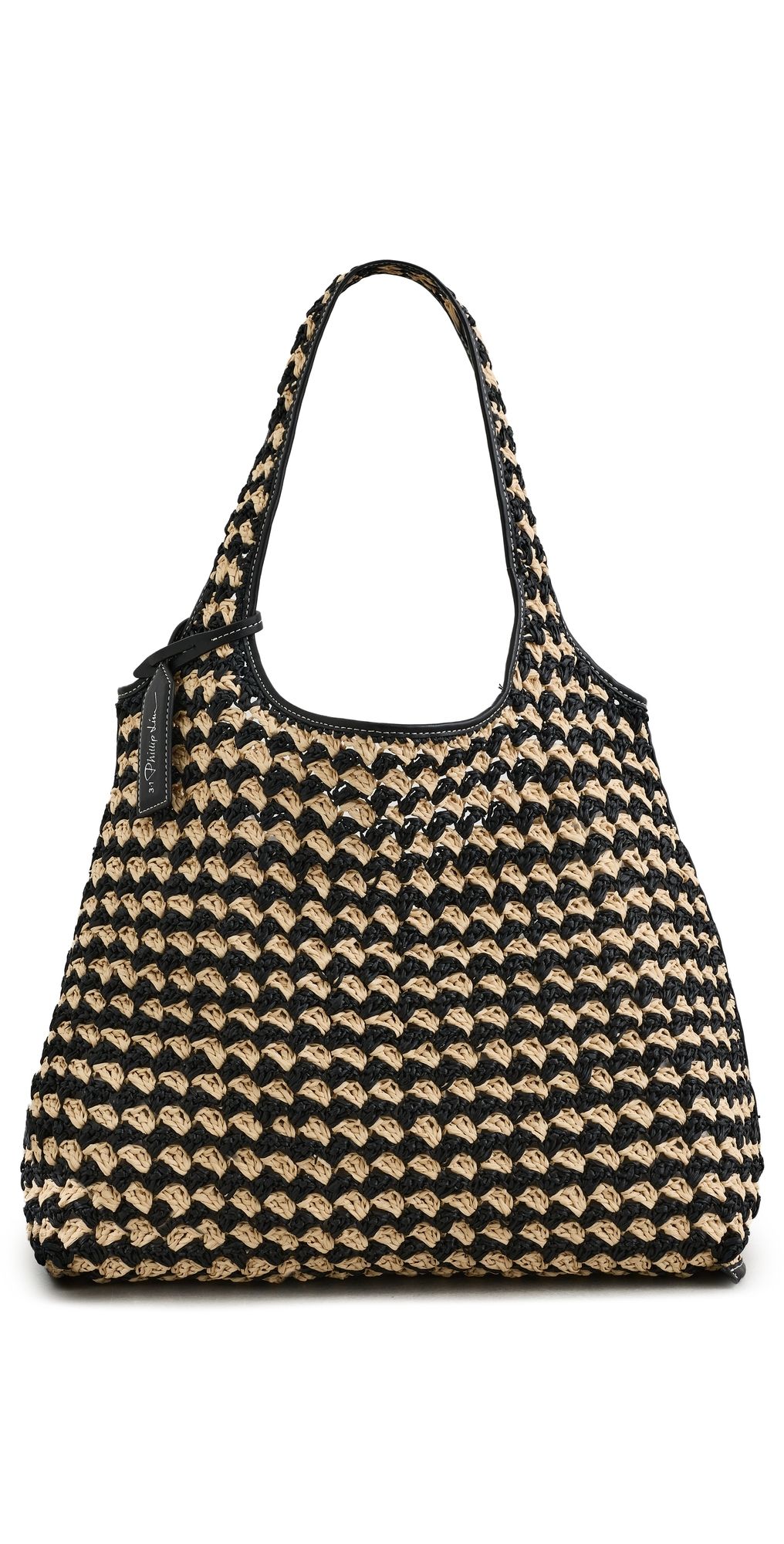 3.1 Phillip Lim Crochet Raffia Market Tote Black/Buckwheat One Size