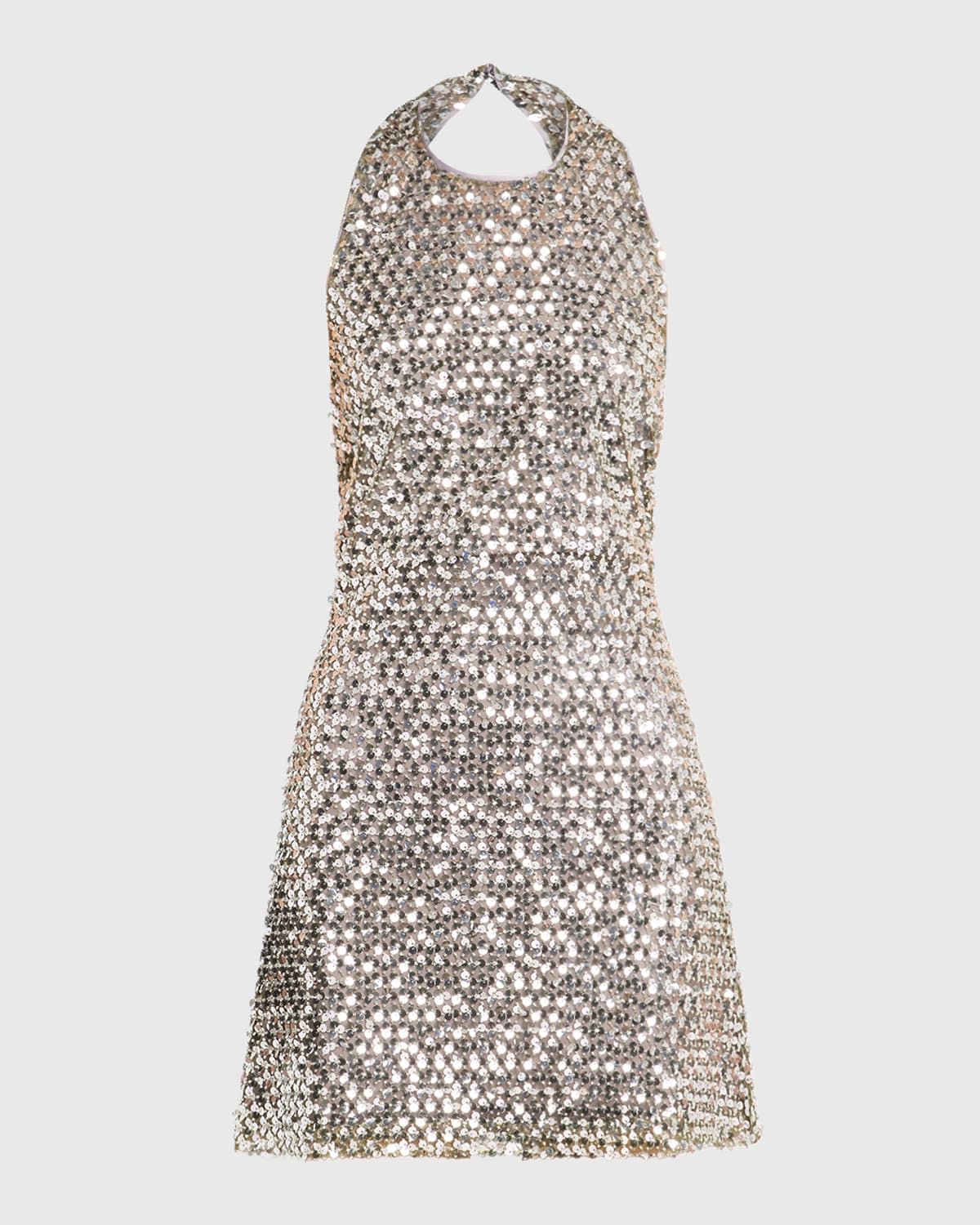 Eva Backless Bead & Sequin Mini Dress