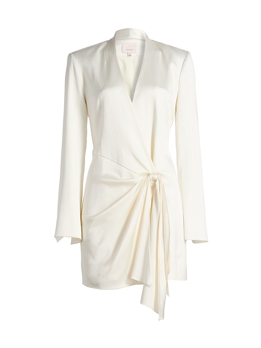 Women's Irma Draped Satin Minidress - Ivory - Size 12