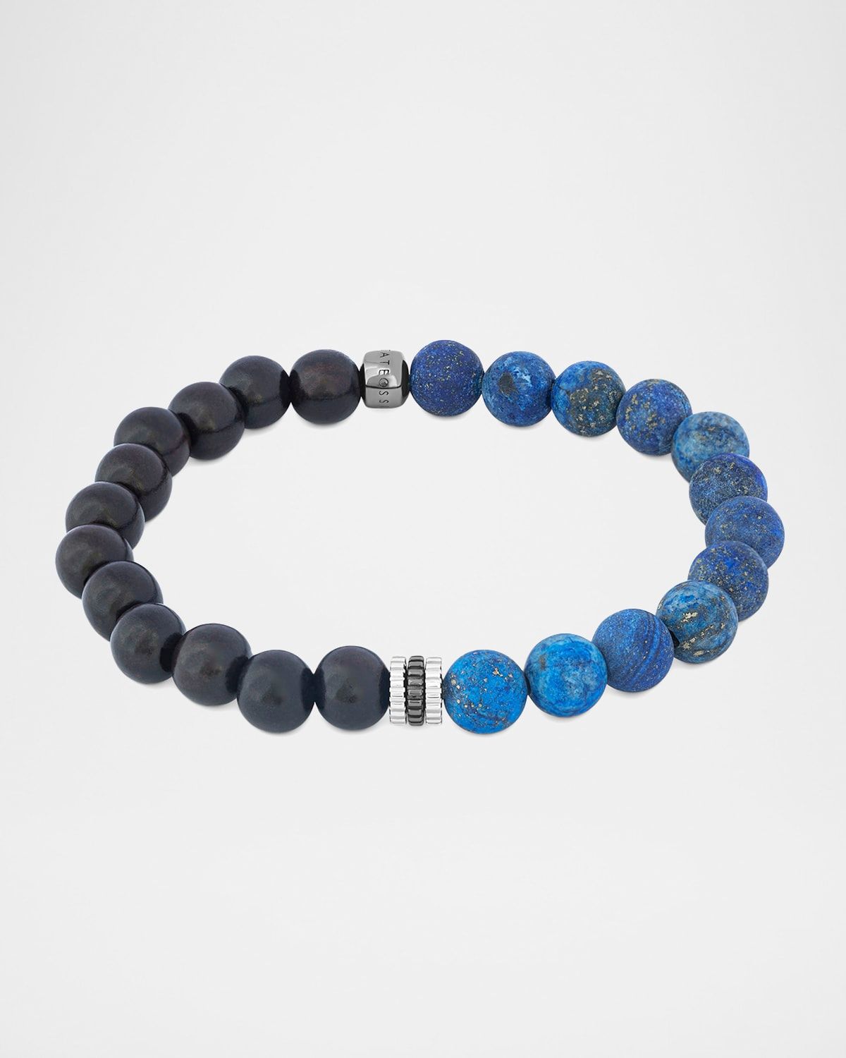 Men & apos;s Lapis Sterling Silver Gear Trio Beaded Bracelet