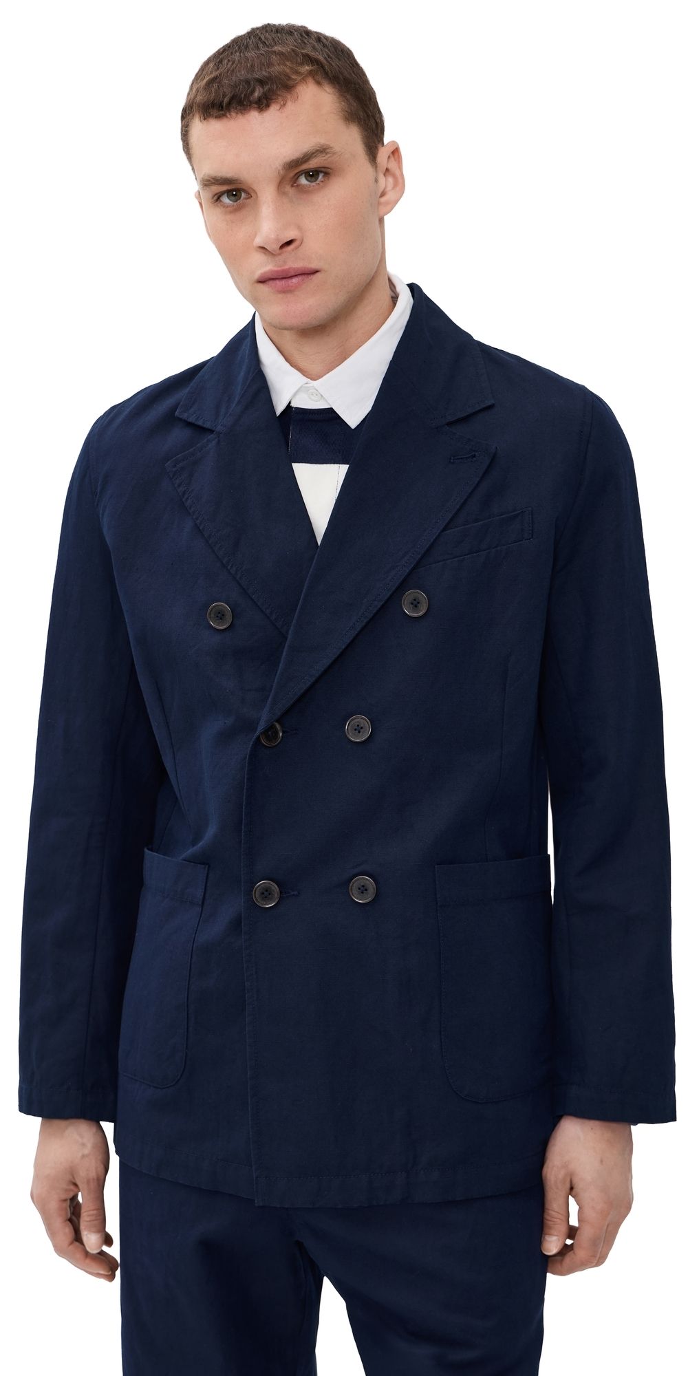 Universal Works Manor Double Breasted Linen Jacket Navy XL