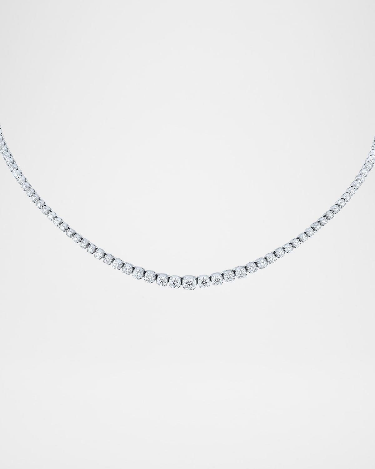 18K White Gold Graduated Diamond Necklace, 5.42tcw, 17"L