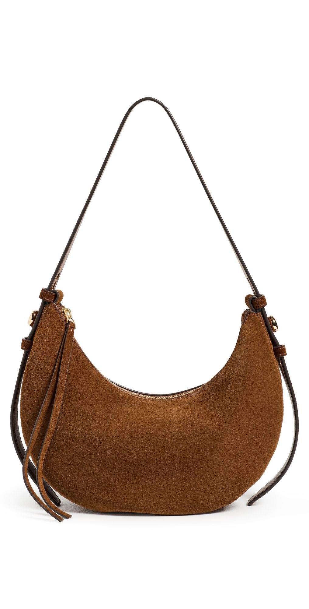 Tory Burch Romy Suede Half Moon Bag Caramel One Size