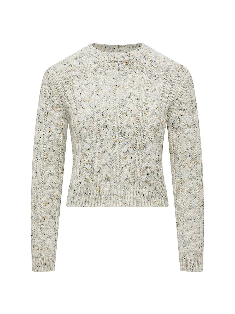 Women's Crew Neck Sweater in Wool Blend - Ice Gray - Size XL