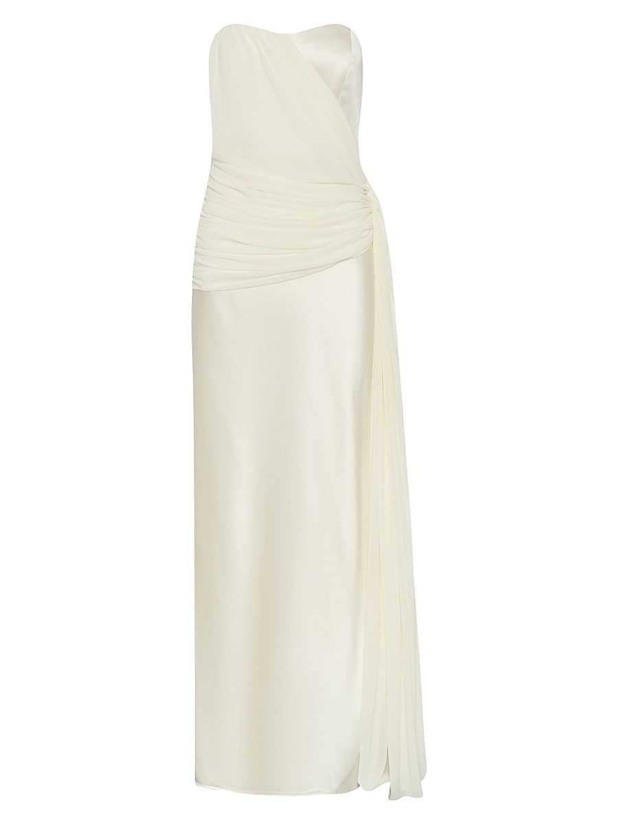 Women's Milena Strapless Satin-Georgette Gown - Ivory - Size 12