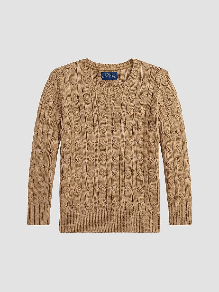 Polo Ralph Lauren Boy's Little Boy's & Boy's Cable-Knit Crewneck Sweater - Camel Heather - Size 6