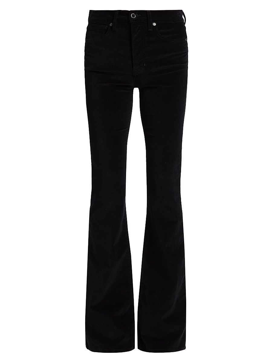 Women's Beverly Velvet Skinny-Flare Pants - Black - Size 32