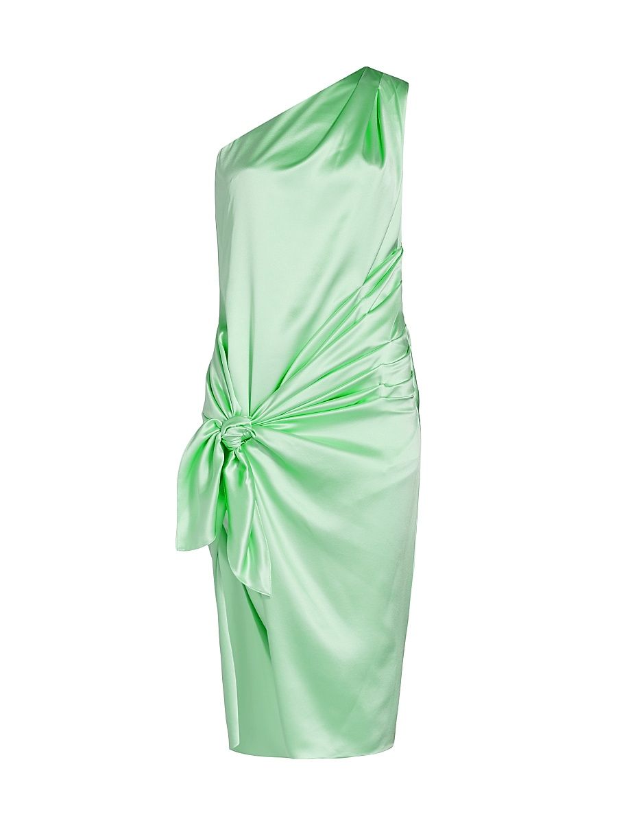 Women's Knotted Charmeuse Knee-Length Dress - Aquamarine - Size 8