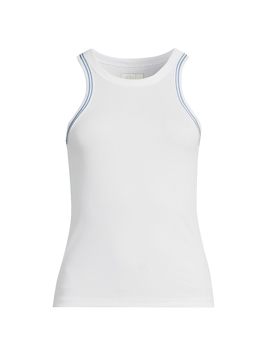 Women's Linen Noveau Streak Tank Top - White - Size XL