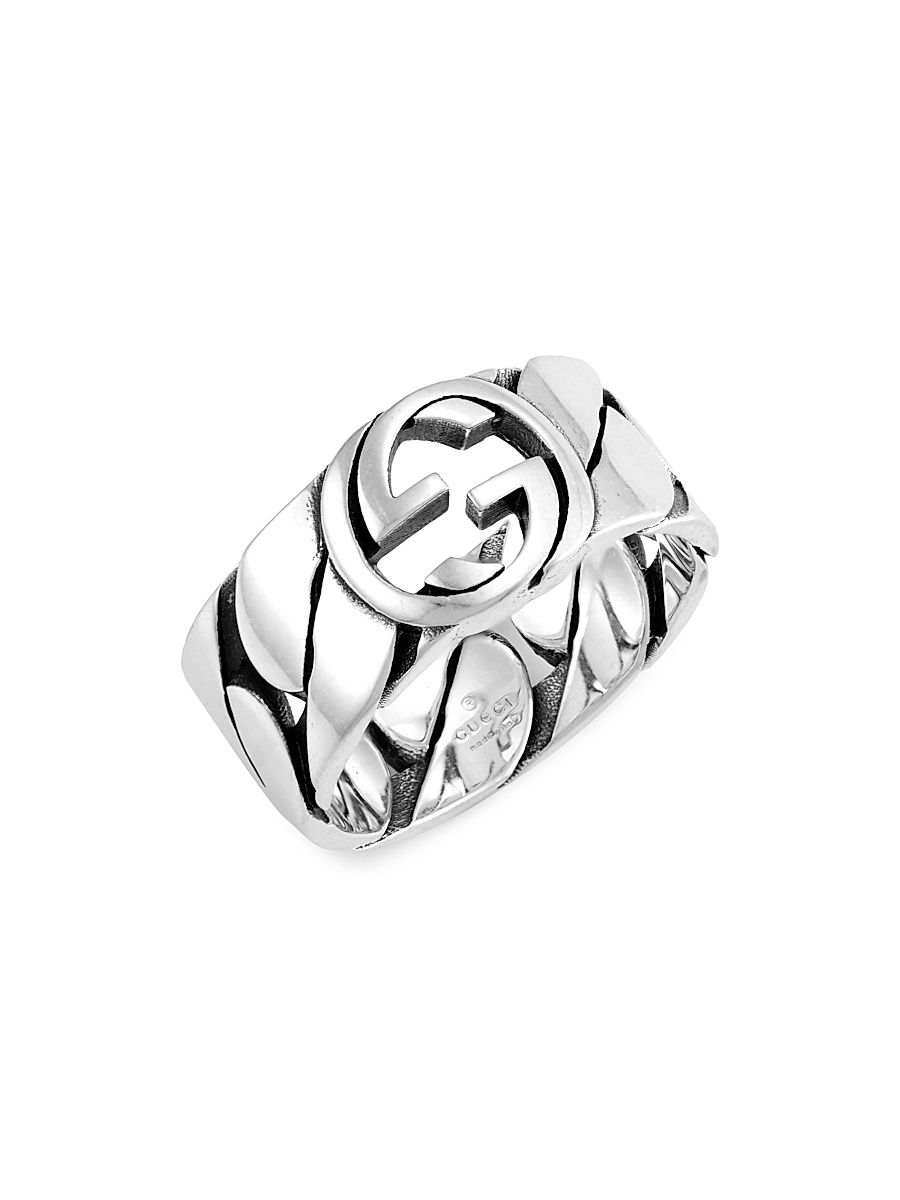 Men's Sterling Silver Interlocking G Ring - Silver - Size 10