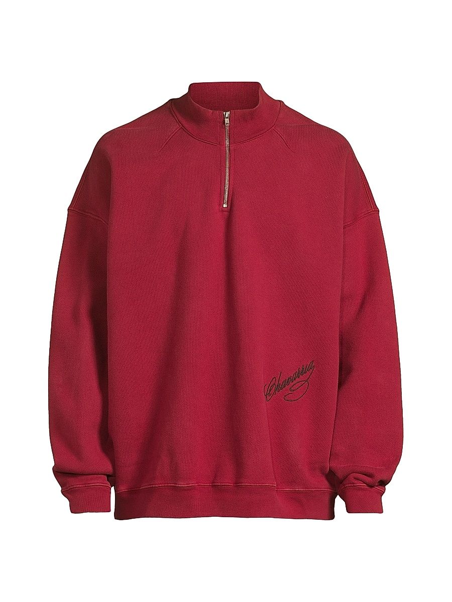 Men's Bravo Logo-Embroidered Cotton Quarter-Zip Sweatshirt - Red - Size XXL