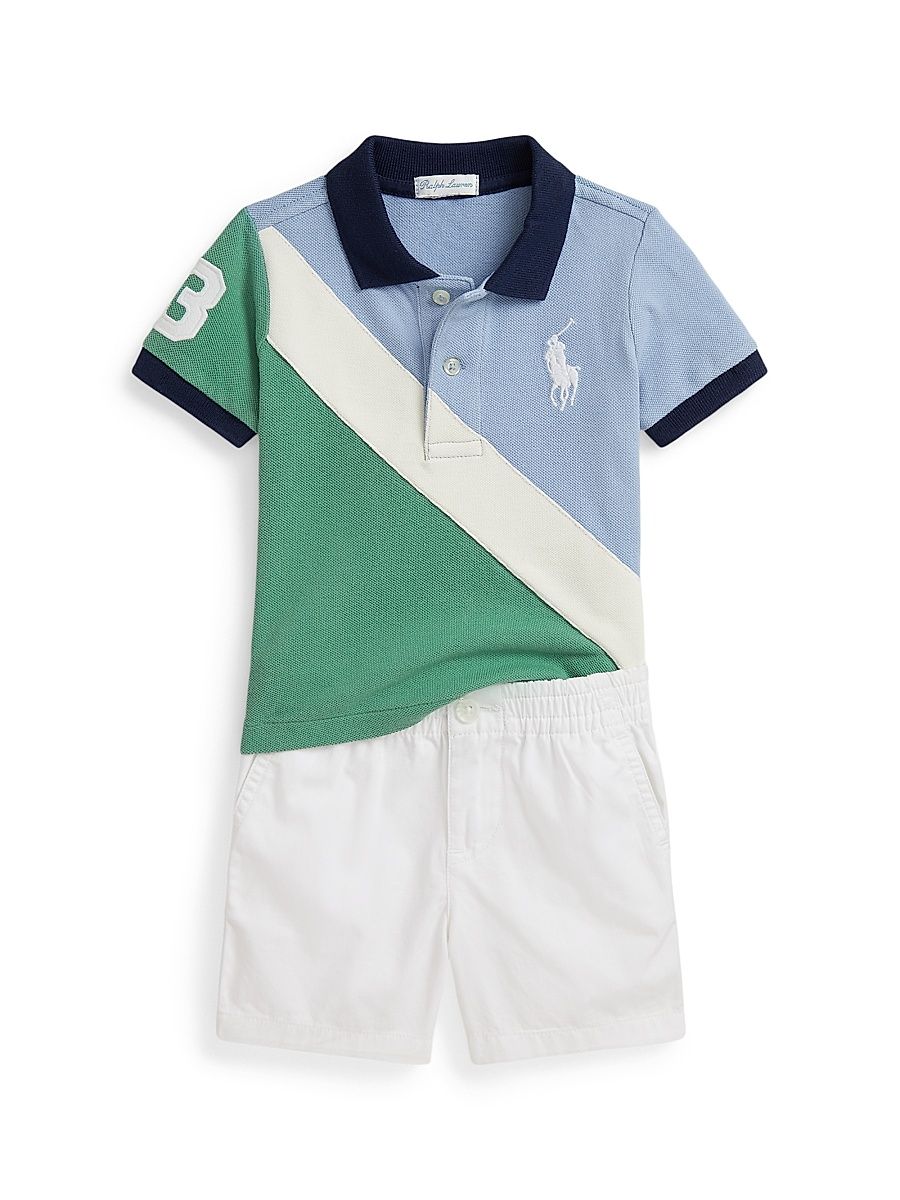 Baby Boy's Mesh Rugby Polo Shirt & Shorts Set - Size 3 Months