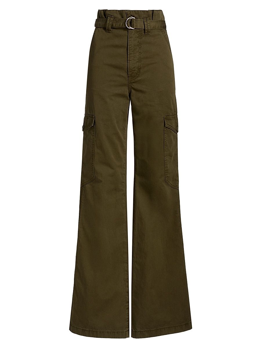 Women's Damara Cotton Wide-Leg Cargo Pants - Cypress - Size 29