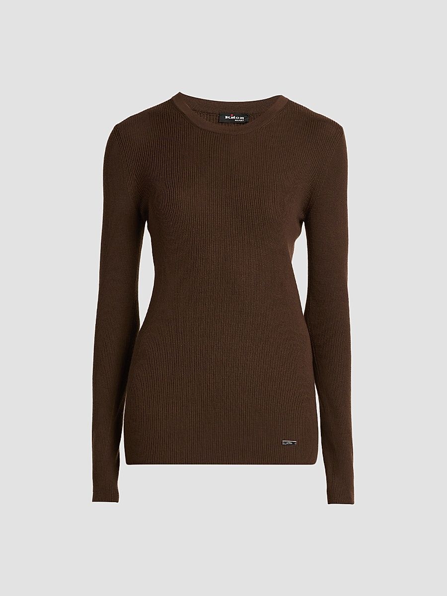 Women's Fitted Wool Sweater - Coffee - Size 10