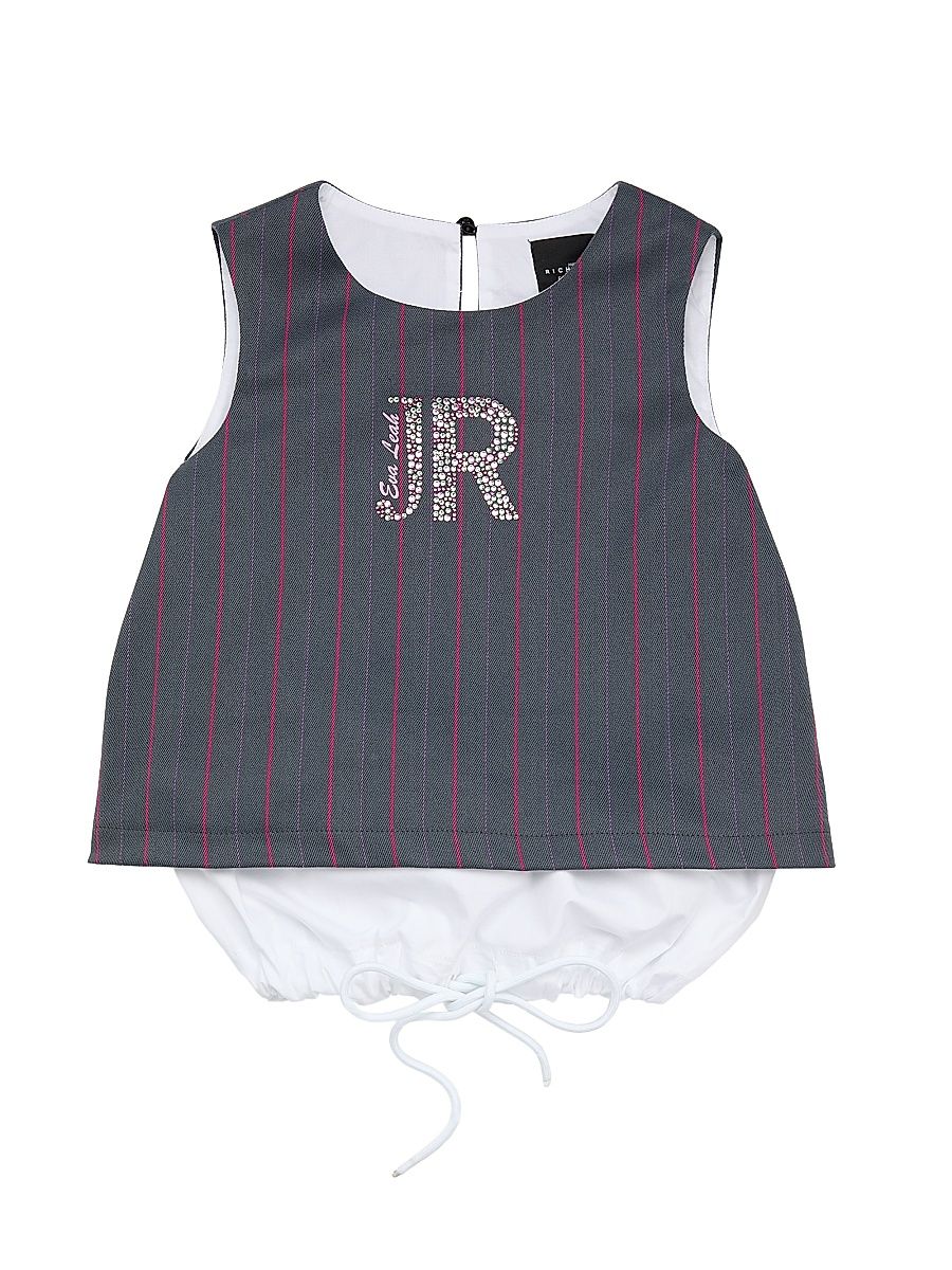 Little Girl's & Girl's Embellished Striped Sleeveless Top - Black - Size 10