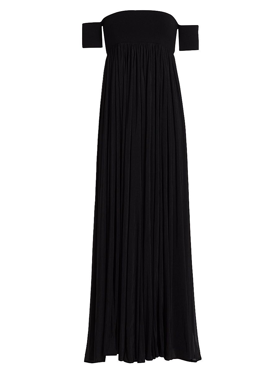 Women's Miles Mixed-Media A-Line Maxi Dress - Black - Size Small